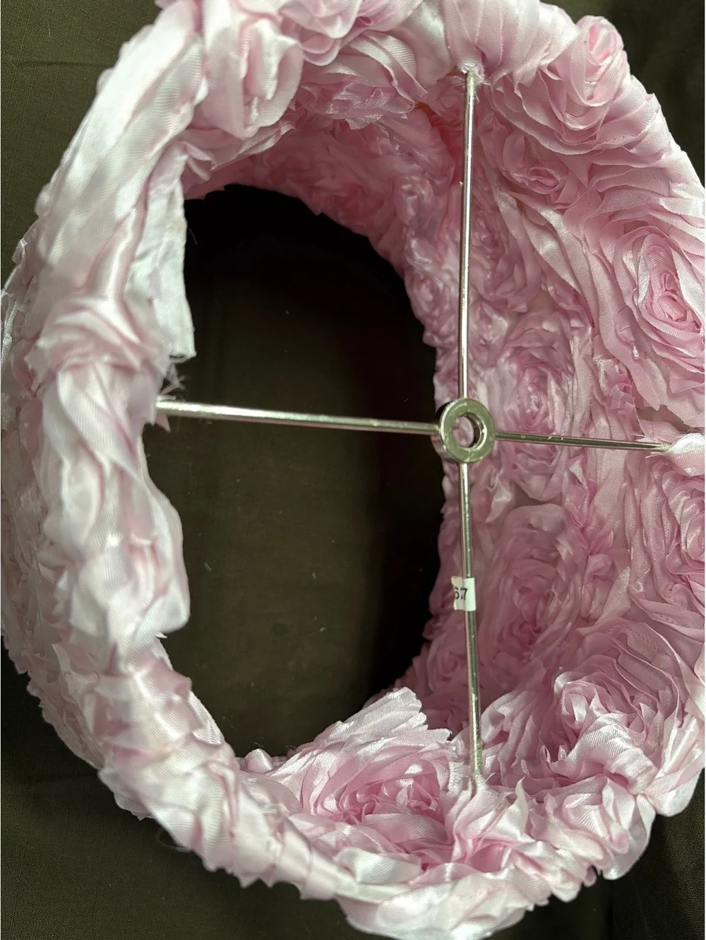Pink Rose Pattern Fabric Lamp Shade with Metal Frame